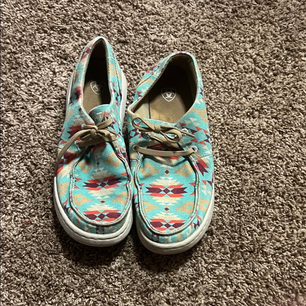 Ariat Helios Turquoise and Red Patterned Shoes